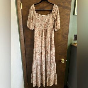 Francesca's Collections Floral Maxi Dress with Puff Sleeves